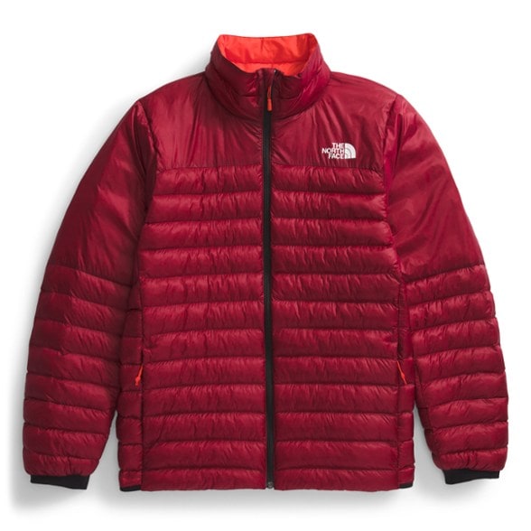 Front view of Terra Peak thermal insulated jacket for men, showcasing the stylish design and stand collar.