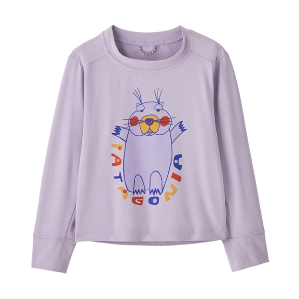 Patagonia toddler long sleeve shirt showcasing its lightweight fabric and bright color.
