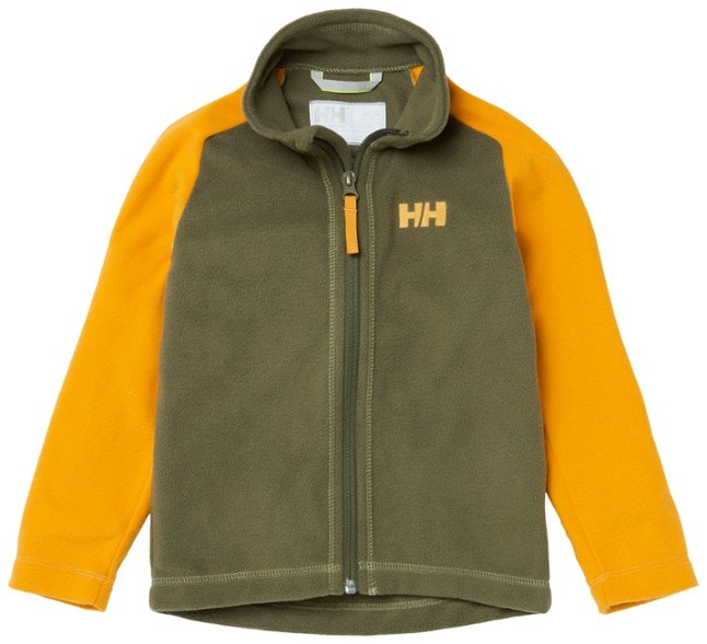 Front view of toddler wearing the Helly Hansen fleece outdoors on a chilly day