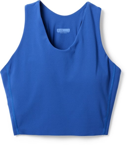 Janji Groundwork Performance Bra from the front, highlighting its racerback design and moisture-wicking fabric.