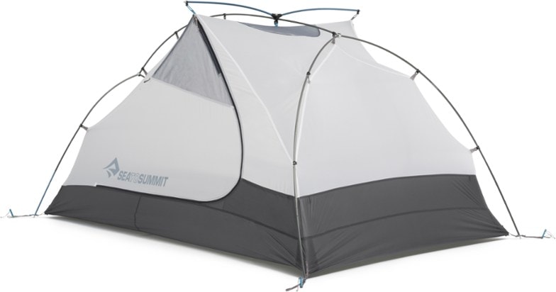 Sea to Summit TR2 Plus tent pitched in the mountains, highlighting its waterproof capabilities.