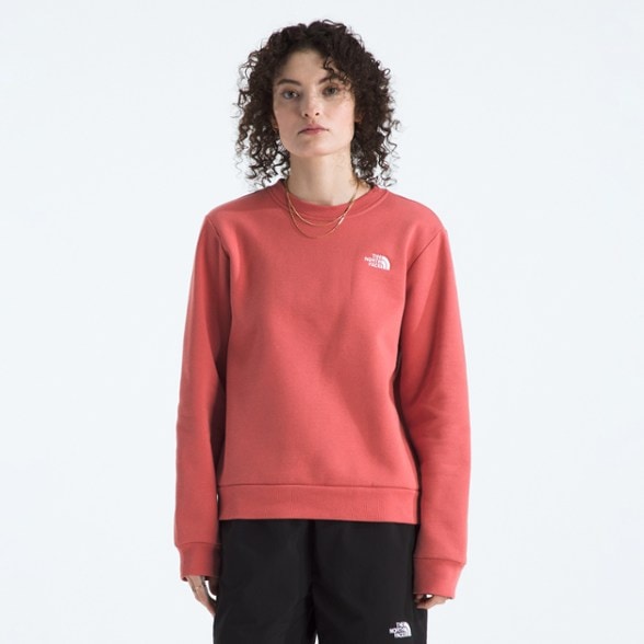 Front view of the North Face women's crew neck sweatshirt in soft fabric.