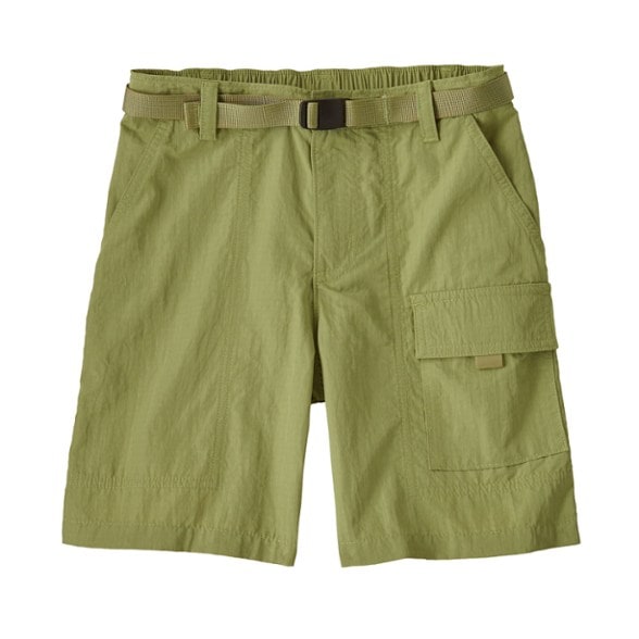 Front view of Patagonia kids shorts showcasing durable ripstop nylon fabric and secure pockets, ideal for children's hiking gear