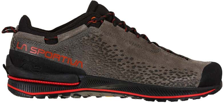 Side view of the TX2 EVO Leather Approach Shoes showing eco-friendly materials