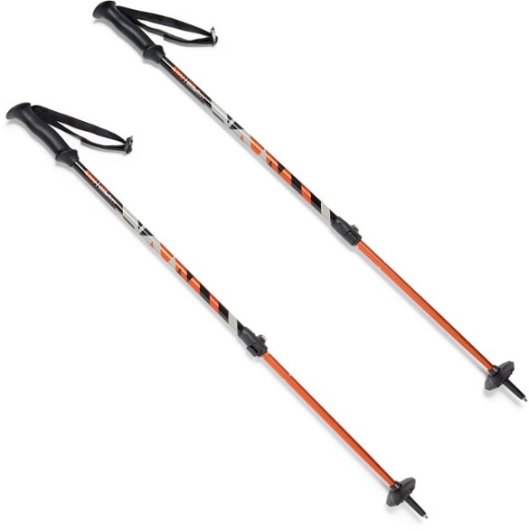 Tarn Adventure Trekking Poles for Kids in use on a hiking trail, showcasing their ergonomic grip and adjustable features.