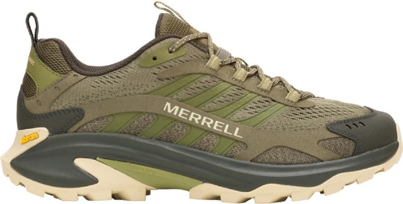 Side view of Merrell Moab Speed 2 Men's Lightweight Hiking Shoes showcasing breathability and design.