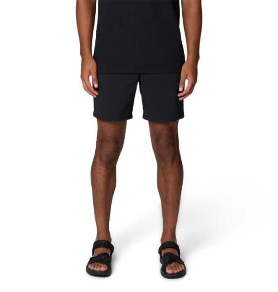 Front view of TrailReady Performance Shorts for men, showcasing the elastic waistband and pockets.