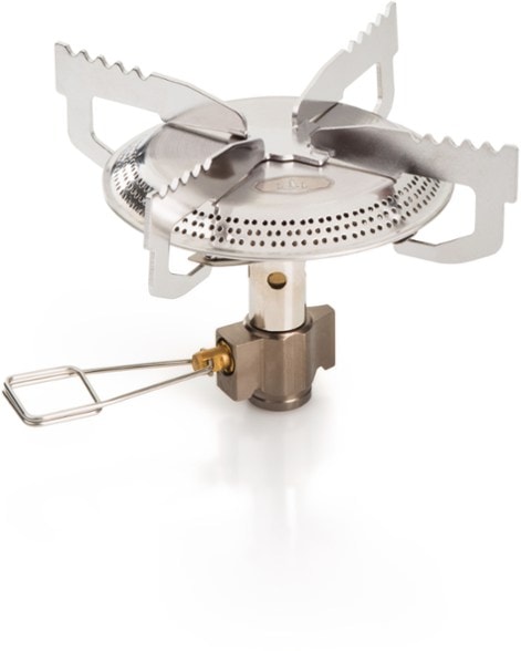 GlacierPro Backpacking Stove showcasing its powerful burner from a side angle.