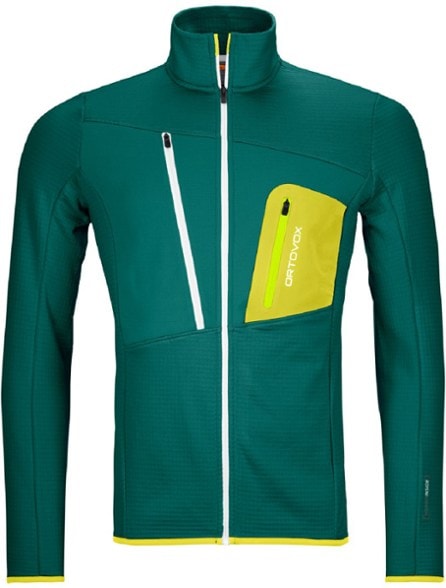 Men's Merino Grid Fleece Jacket showcasing its technical channel structure for breathability.