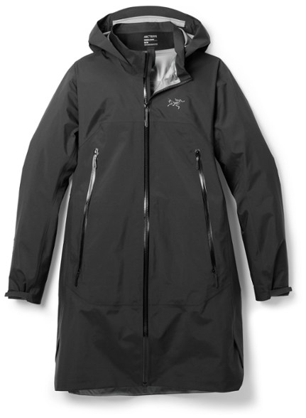 Arc'teryx Women's Beta GORE-TEX Hiking Coat in action on a mountain trail