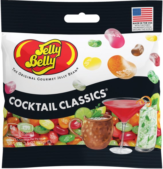 Gourmet Jelly Beans Cocktail Classics in vibrant colors and flavors arranged on a table.