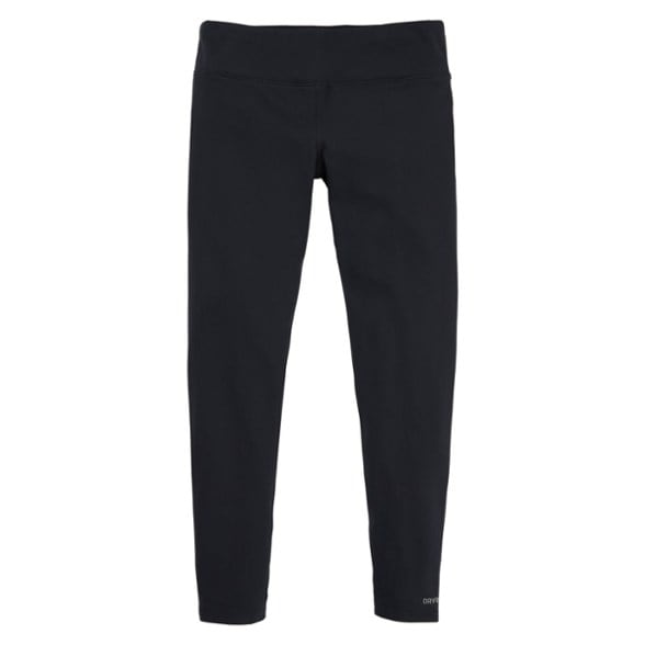 Front view of women's base layer pants in black with snug fit ideal for snowboarding underwear