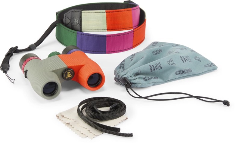 Nocs Provisions x Cotopaxi 8x25 binoculars showcasing a vibrant design and rugged grip.