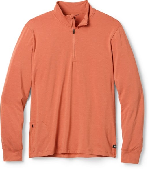 Active Pursuits men's pullover showcasing its quarter-zip feature and sun protection