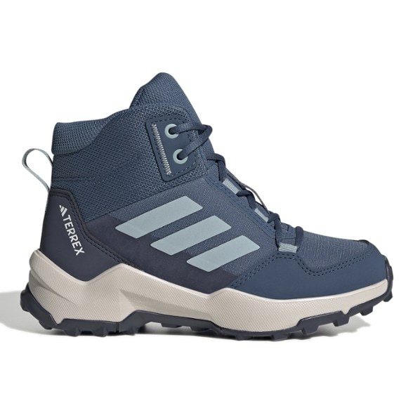 Adidas Terrex AX4R Mid hiking shoes for kids, showcasing the design and comfort features.