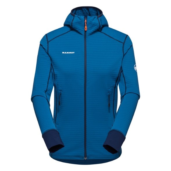 Side view of women's jacket showing fitted hood and ponytail slot