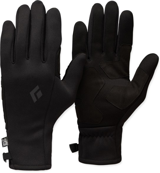 Close-up of ScreenTap Pro winter gloves showing touchscreen-compatible fingertips and synthetic suede palm for secure grip.