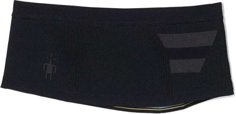 Smartwool Intraknit Merino Performance Headband worn during a winter run, showcasing its snug fit and insulation.