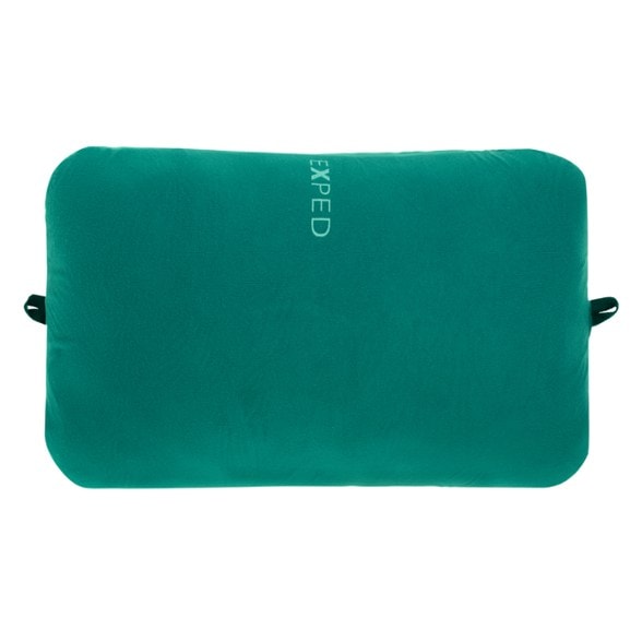 Eco-Friendly Trailhead Camping Pillow on a camping setup, showcasing its plush surface.