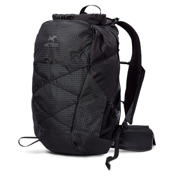 Aerios 35L Waterproof Hiking Backpack from the side, showcasing its roll-top design.