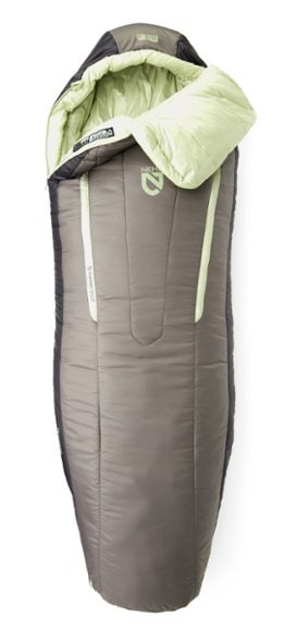 NEMO Women's Forte 35 sleeping bag showcasing its Spoon shape for side sleepers.