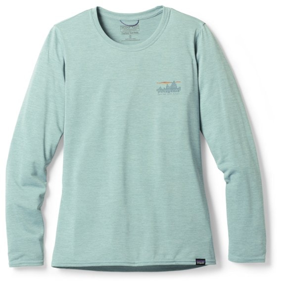Front view of the Eco-Friendly Women's Capilene Cool Daily Graphic Tee, showcasing its vibrant design.