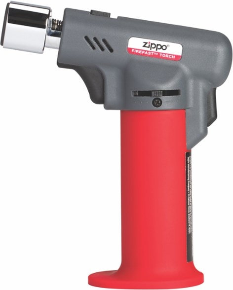 Close-up of versatile butane torch in action, showcasing adjustable flame for cooking.