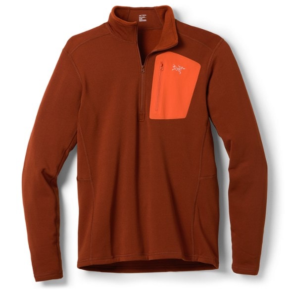 Rho Heavyweight Thermal Zip-Neck Top on a model outdoors