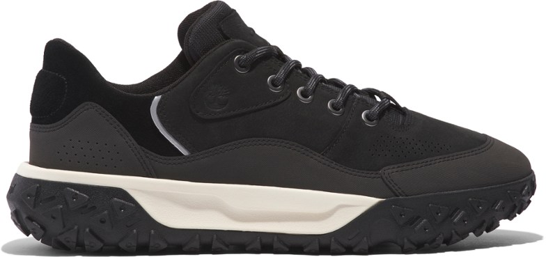 Side view of Timberland men's hiking boots showing eco-conscious leather and sturdy sole
