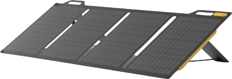 BioLite 100W portable solar charger unfolded in a sunny outdoor setting