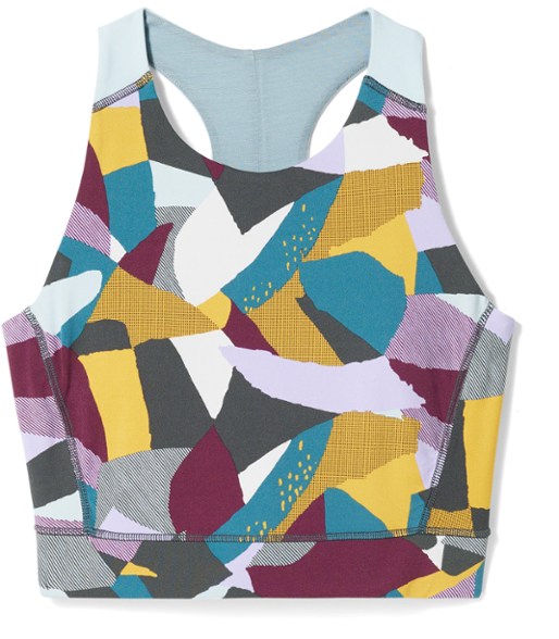 Front view of Smartwool FlexFit sports bra designed for low-impact activities and breathable activewear tops