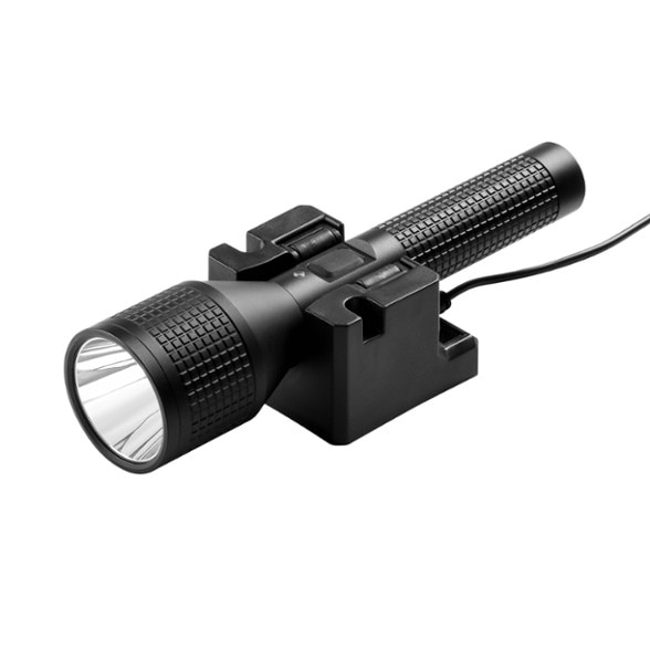 Inova T4R Pro tactical flashlight angled view showing knurled grip and anodized aluminum body