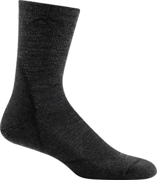 Men's Performance Micro Crew Hiking Socks with Cushion shown from the side, highlighting the mesh panels and cushioning.