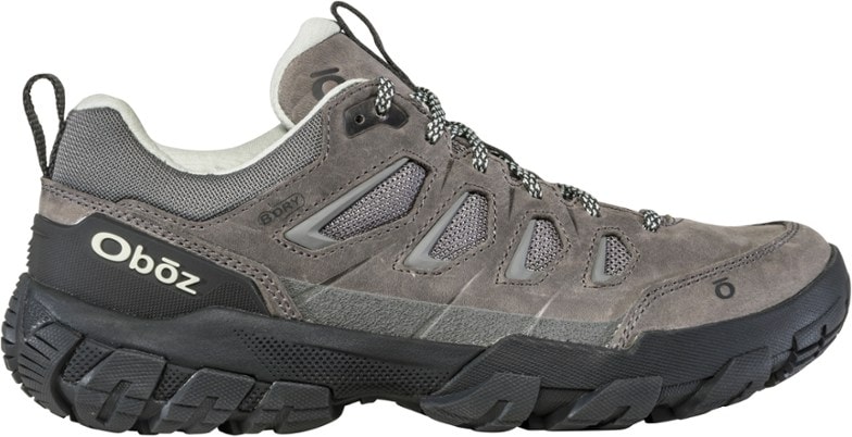 Oboz Sawtooth X Women's Waterproof Hiking Shoes from the side, showcasing the design and laces.