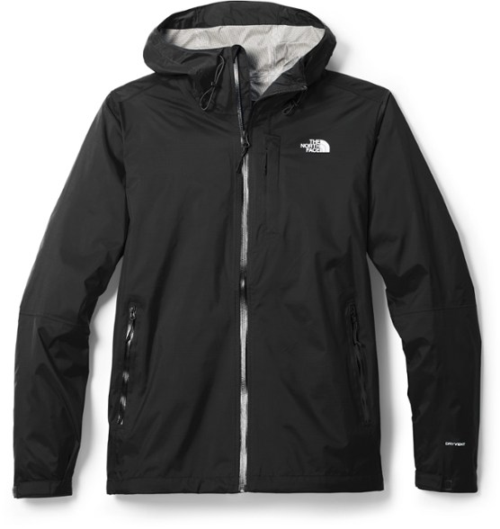 Eco-Friendly Alta Vista Rain Jacket in green, showcasing the adjustable hood