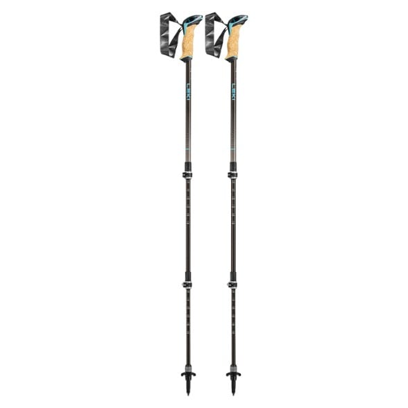 Cressida AS Women's Trekking Poles displayed on a rocky trail, showcasing the ergonomic grip.