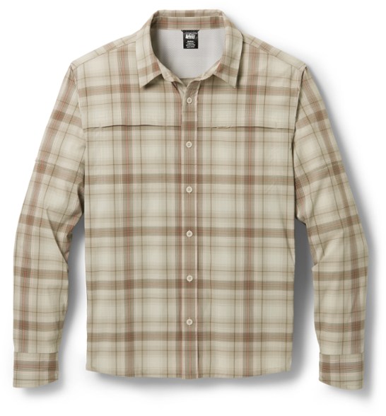 Sahara Adventure Long Sleeve Men's Hiking Shirt in action on a hiking trail, showcasing its breathable fabric and roll-up sleeves.