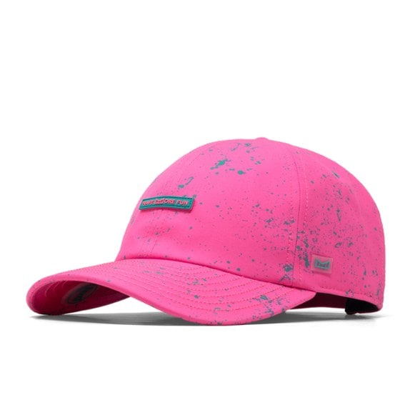 HydroShield Fitness Cap in Neon Splash from the front, showcasing its vibrant colors and durable fabric.