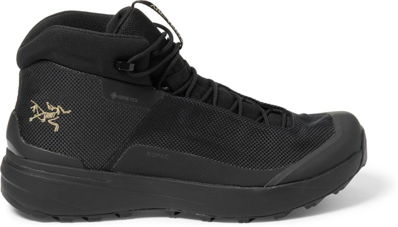 Close-up of Arc'teryx Women's Kopec Mid GTX Hiking Boots showcasing the custom lug pattern.