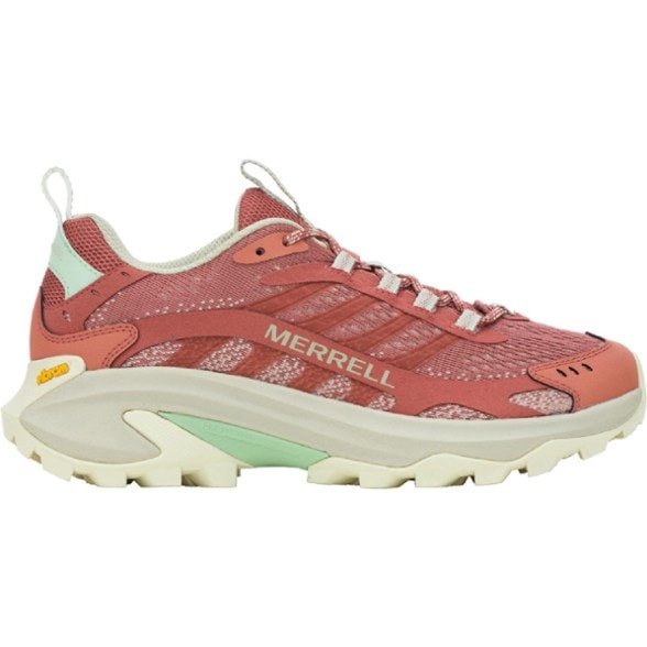 Side view of Merrell Women's Moab Speed 2 Hiking Shoes highlighting the breathable mesh.