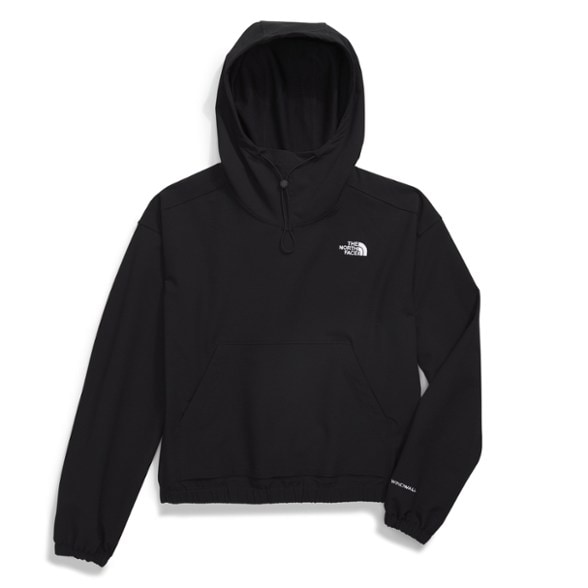 Willow women's stretch hoodie in a natural outdoor setting, showcasing its lightweight wind-resistant features.