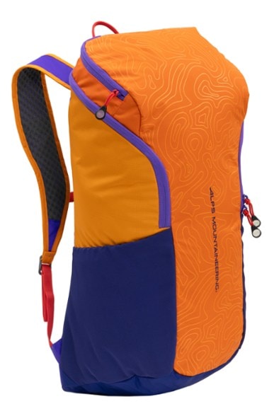 Contour 30L daypack in use on a mountain trail, showcasing its spacious design and hydration compatibility.