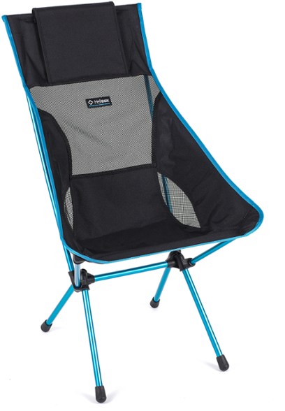 Front view of SkyEase ComfortPro camping chair set up on grassy outdoor terrain
