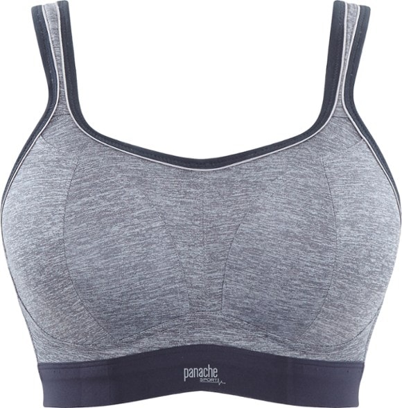 Front view of Panache Boundless wireless sports bra showing encapsulated molded cups and racerback straps