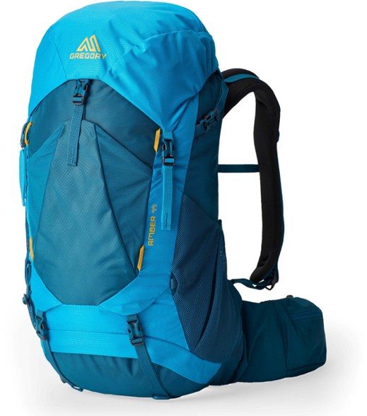 Gregory Amber 44 Plus Women's Backpack front view highlighting adjustable straps and breathable mesh.