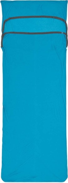 BreezeComfort sleeping bag liner with pillow sleeve, showcasing the insect shield feature.