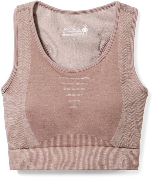 Smartwool Intraknit Racerback Bra displayed from the front, showcasing the moisture-wicking fabric and support design.