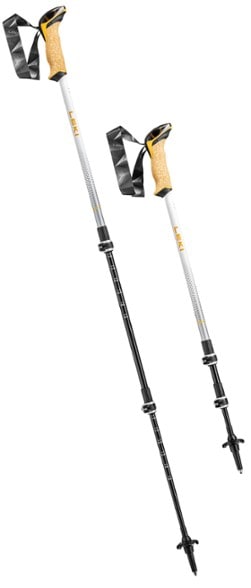 Leki Cressida Women's Trekking Poles close-up of cork grips and locking mechanism.