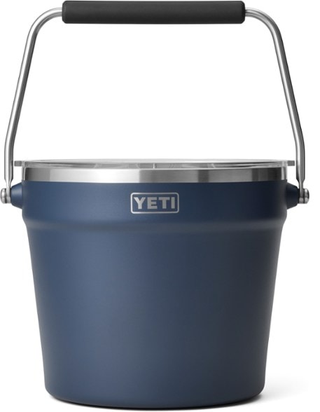 ChillMate Insulated Beverage Bucket displayed at a picnic with drinks inside.