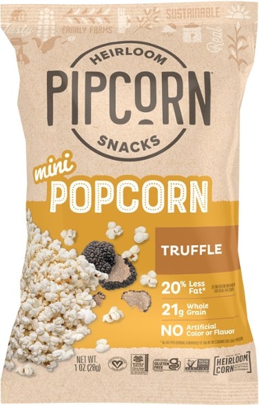 Pipcorn Heirloom Snack Popcorn in a bowl, showcasing its crunchy texture.